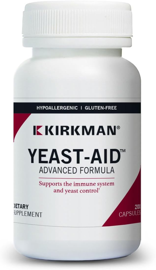 Kirkman Yeast Aid Advanced Formula Capsules - 200 Count - Promotes Yeast Control & Immune System - Hypoallergenic Formula