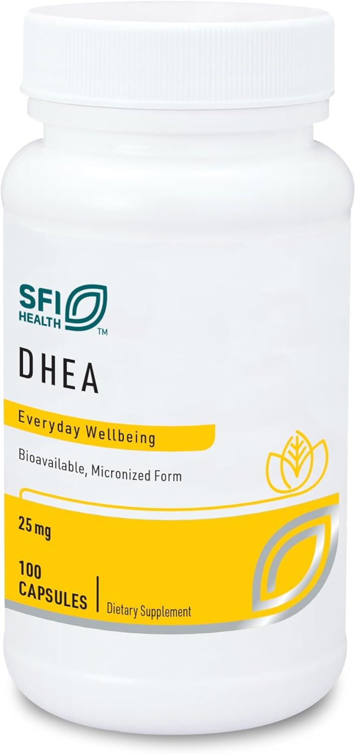 Klaire Labs DHEA 25mg Capsules - Micronized Wild Yam Extract - Soy-Free Supplement for Men & Women - 100 Count