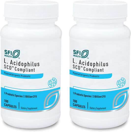 Klaire Labs L. Acidophilus Probiotic Capsules - 3 Billion CFU, SCD Compliant, Hypoallergenic, Non-Dairy, Men & Women (200 Capsules)