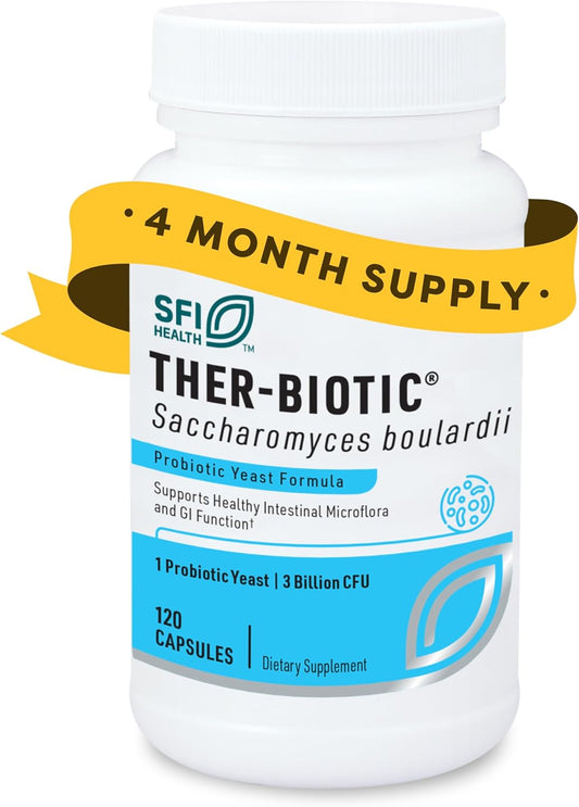 Klaire Labs Saccharomyces Boulardii Probiotic - Shelf-Stable Supplement for Healthy Yeast Balance, Immune & Digestive Health - Hypoallergenic, Dairy-Free (120ct)