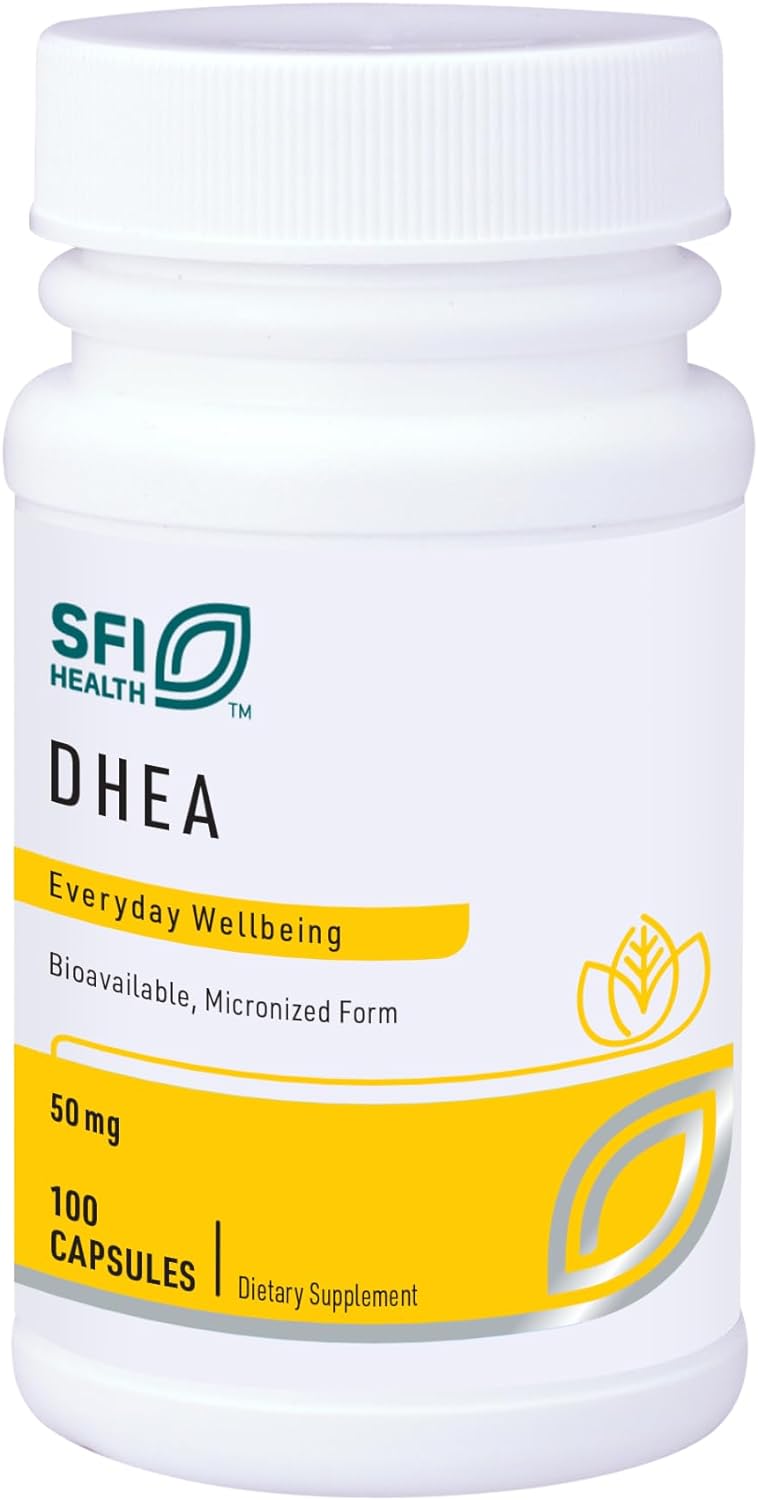 Klaire Labs SFI Health DHEA 50mg Capsules - Micronized for Superior Absorption - Soy-Free, Hypoallergenic Supplement for Men & Women - 100 Count