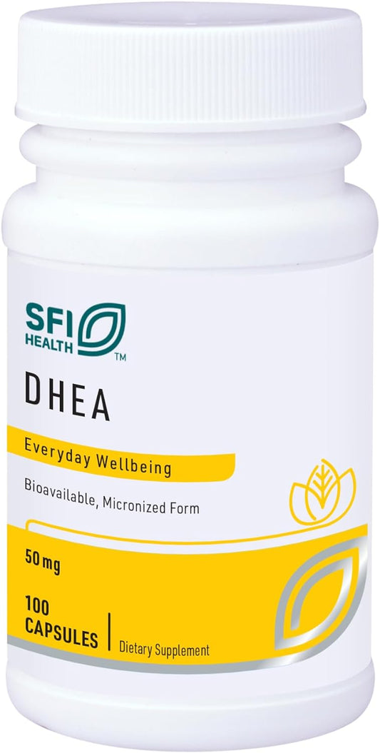 Klaire Labs SFI Health DHEA 50mg Capsules - Micronized for Superior Absorption - Soy-Free, Hypoallergenic Supplement for Men & Women - 100 Count