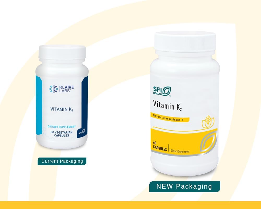 Klaire Labs Vitamin K2-50 mcg MK-7, Non-GMO, Gluten-Free, Dairy-Free (60 Caps)