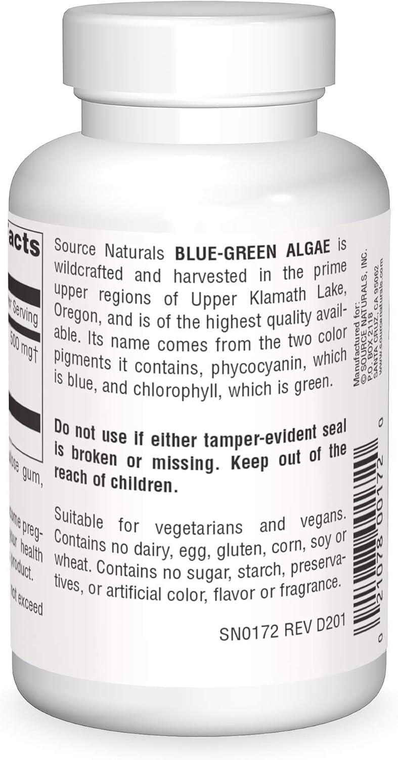 Klamath Lake Blue Green Algae Superfood Supplement - 500mg Tablets by Source Naturals