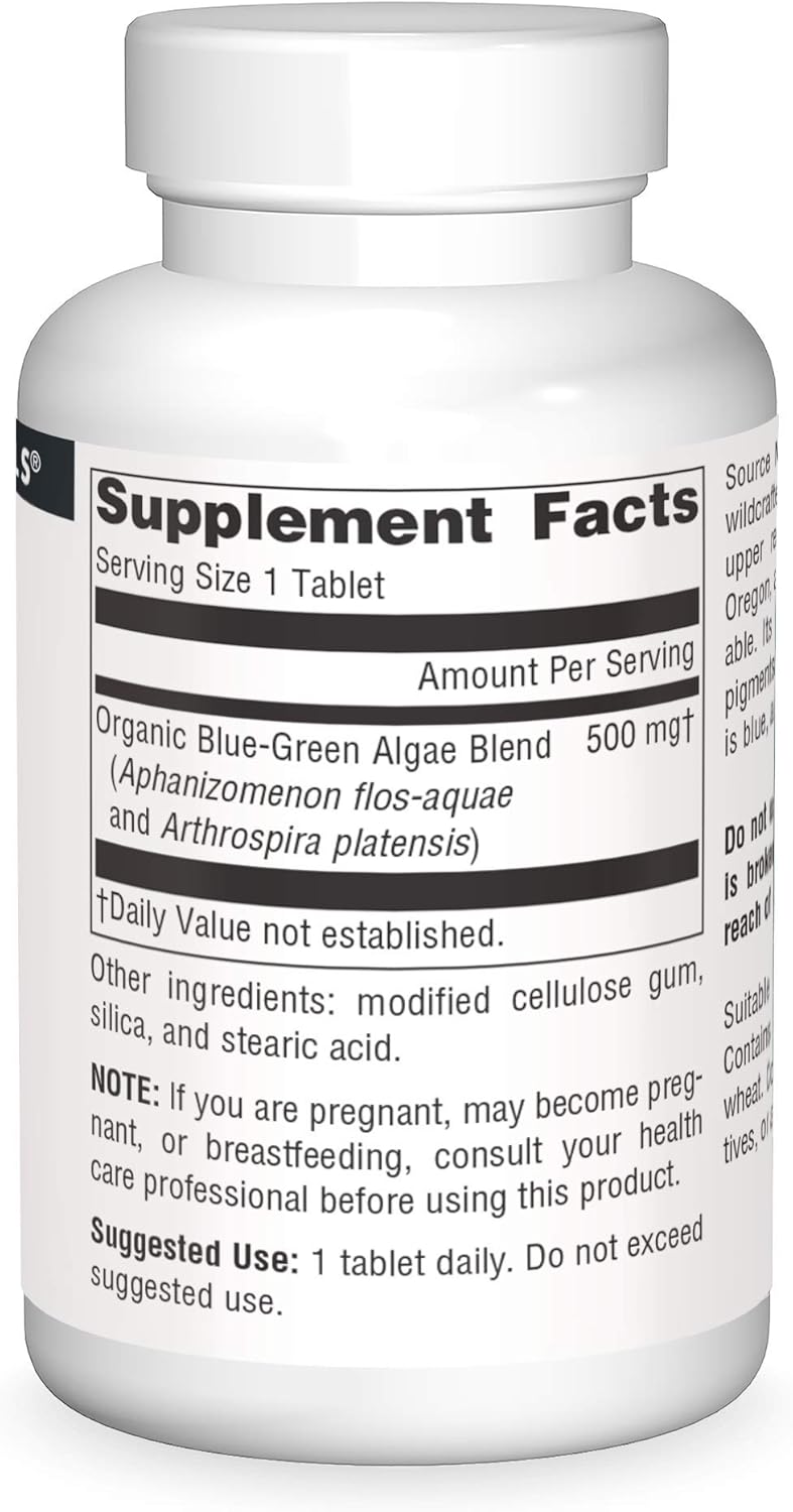 Klamath Lake Blue Green Algae Superfood Supplement - 500mg Tablets by Source Naturals