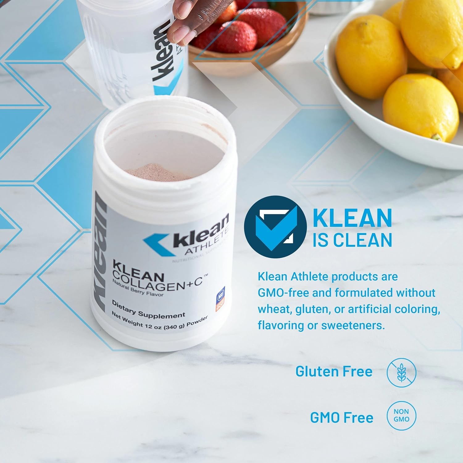 Klean ATHLETE Collagen Peptides with Vitamin C - Joint and Tissue Support - 10.7 oz - Unflavored