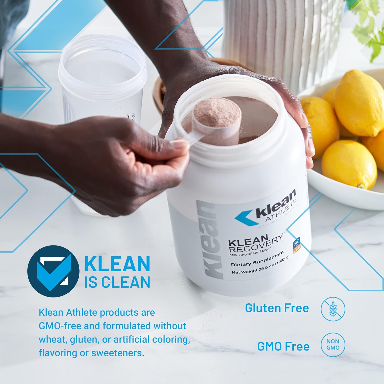 Klean ATHLETE Recovery Drink | Supports Muscle Recovery Post-Workout | NSF Certified | 38.5 oz | Milk Chocolate Flavor