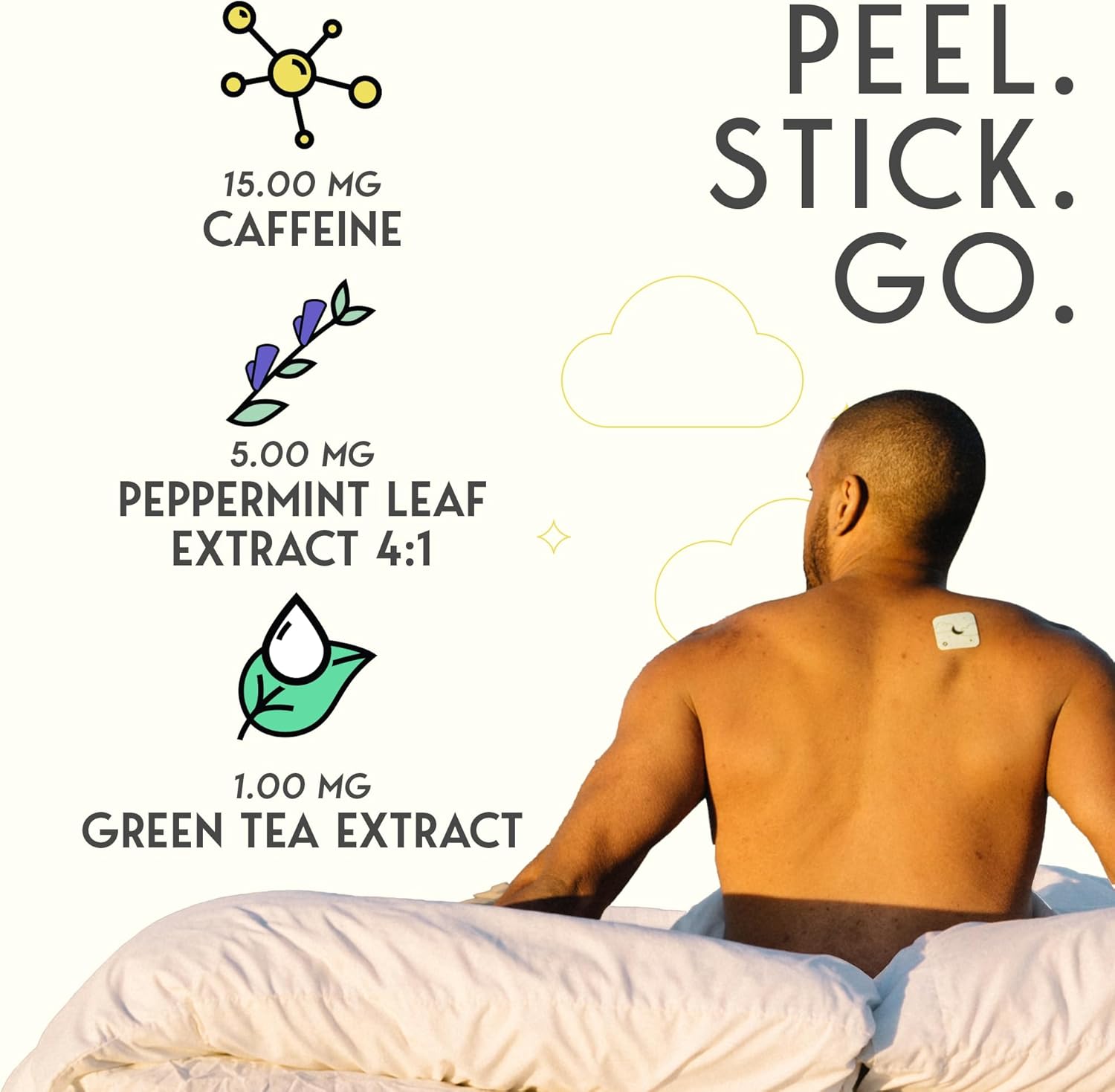 Klova Energy Patches: Caffeine, Green Tea, Peppermint, Vitamins B3 & B6 - Boost Morning Alertness