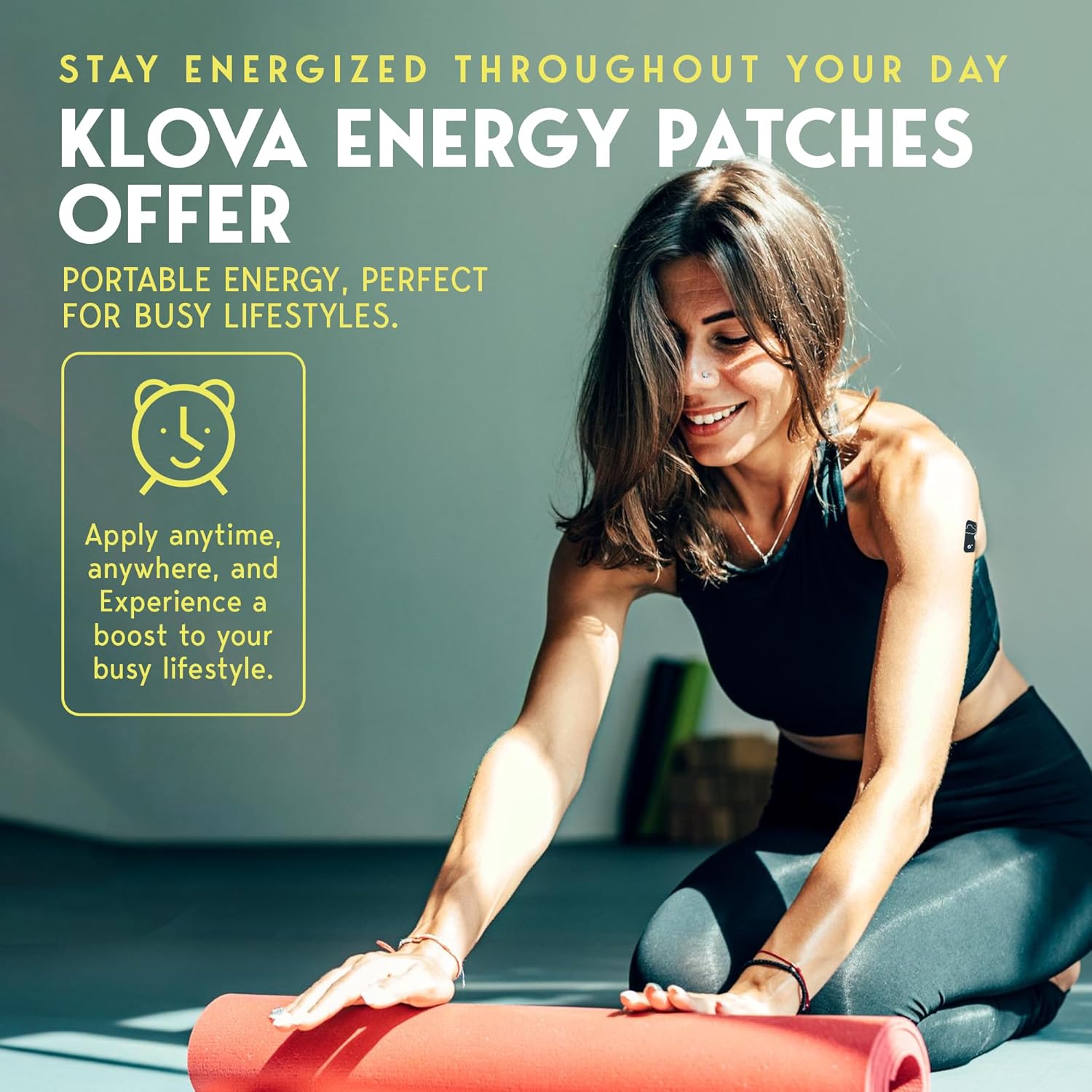 Klova Energy Patches: Caffeine, Green Tea, Peppermint, Vitamins B3 & B6 - Boost Morning Alertness