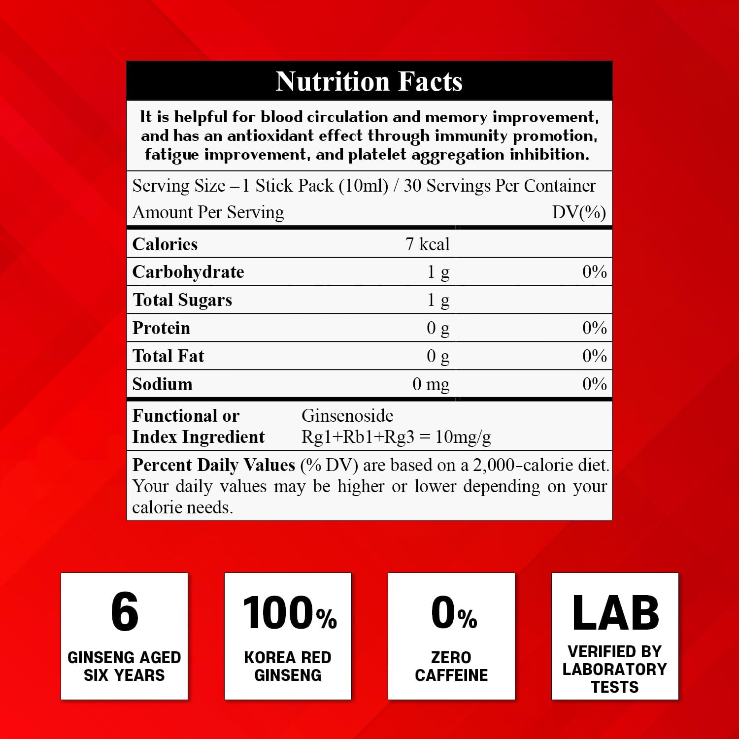Korea Red Ginseng Extract Pure Daily Stick Hong Sam - Natural Energy Booster for Men & Women - Immune Support & Fatigue Recovery - 30 Sticks