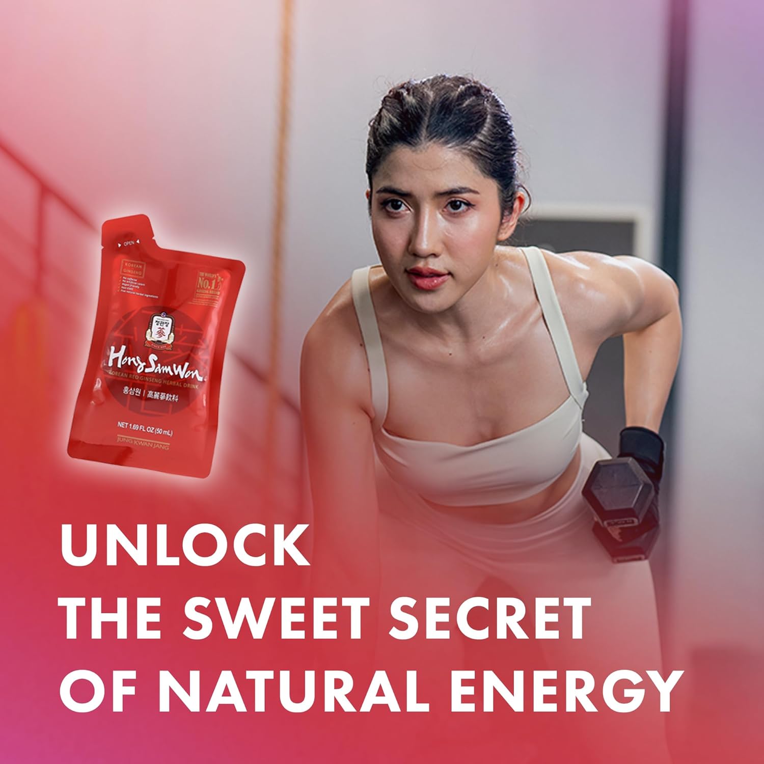 Korean Red Ginseng Energy Drink with Jujube and Goji Berry Extract - Herbal Tea Supplement for Pre Workout - Vegan Friendly - 60 Count