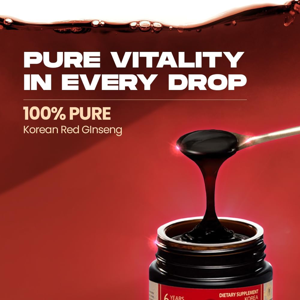 Korean Red Ginseng Extract 120g Jar | Panax Ginseng Supplement for Energy, Stamina, Immune Support | 100% Vegan-Friendly Korean Red Ginseng Extract for Blood Circulation | Ginseng Tea