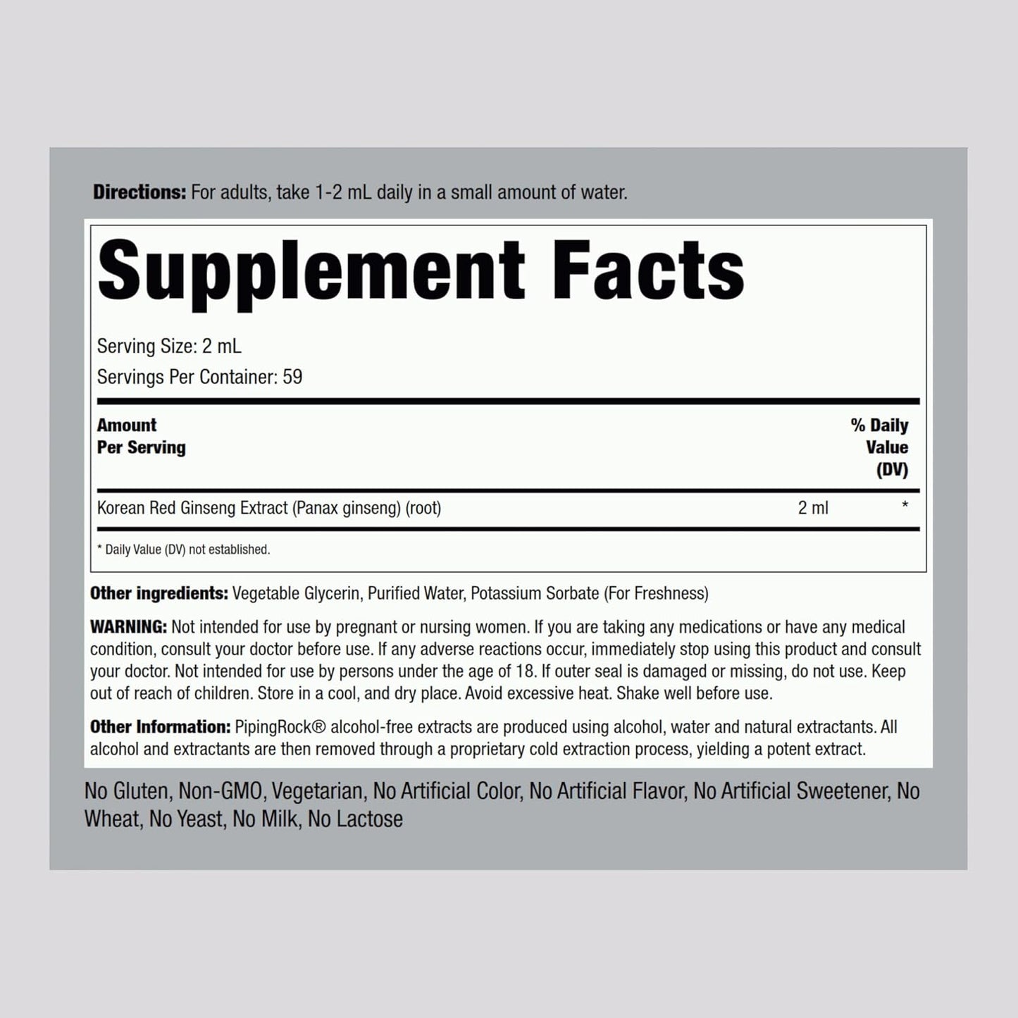 Korean Red Ginseng Liquid Extract - 4 Fl Oz - Alcohol-Free Tincture - Vegetarian & Non-GMO - Gluten-Free Supplement