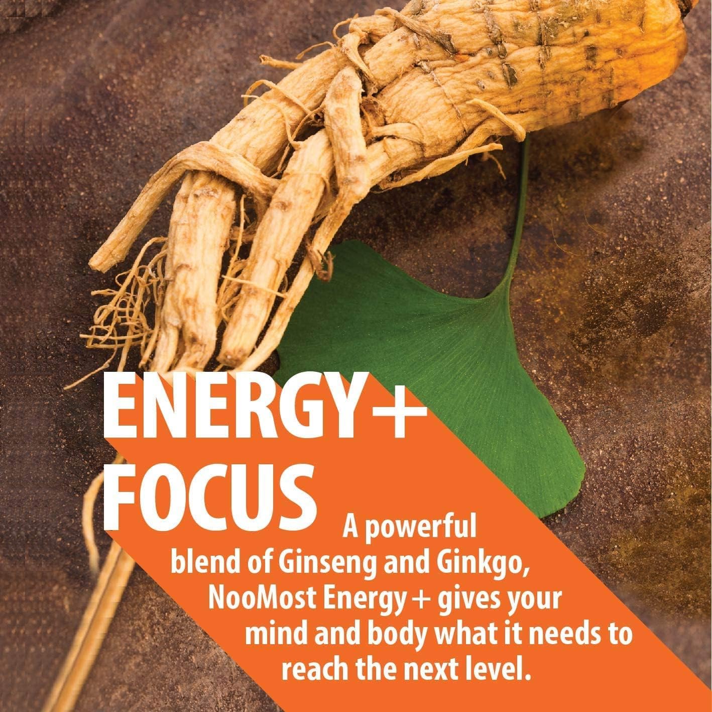 Korean Red Panax Ginseng and Ginkgo Biloba Capsules for Energy and Focus - 120 Vegan Capsules with Ginseng Root Extract Powder (1000mg) and Gingko Biloba (60mg) - Men and Women's Supplement with 10% Ginsenosides