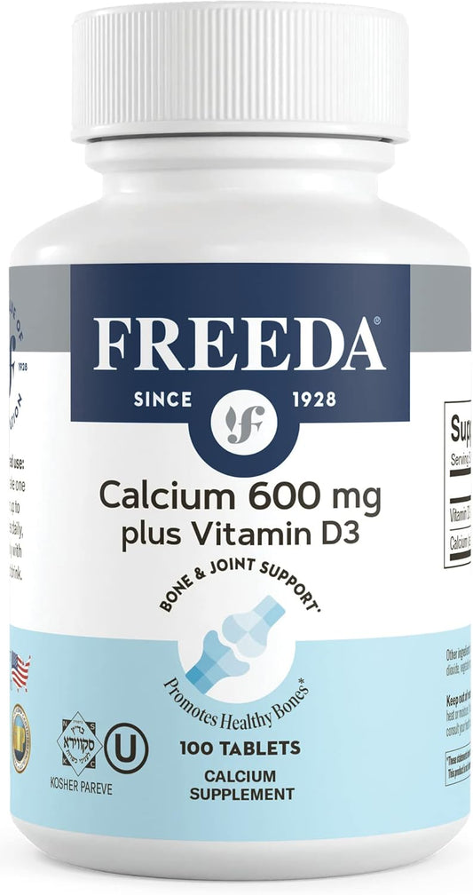 Kosher Calcium D3 Tablets 600mg with Vitamin D3 400IU - Gluten Free Bone Support Supplement for Women & Men - Easy to Swallow Coated Tablets (100 Ct)