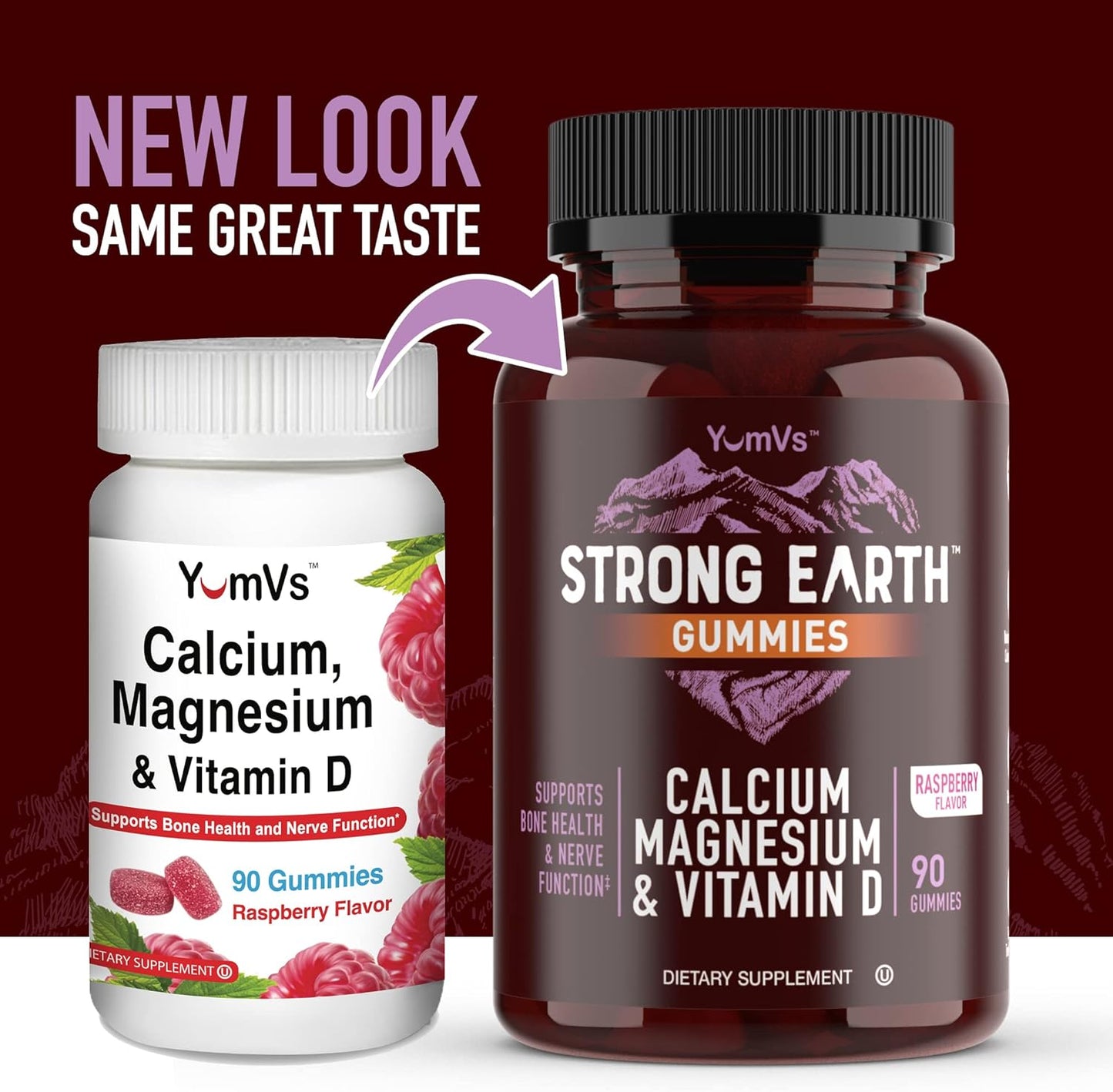 Kosher Calcium, Magnesium, and Vitamin D3 Gummies for Strong Bones - 180 Count Pack of 2 - YUM-V'S Earth Calcium Supplement