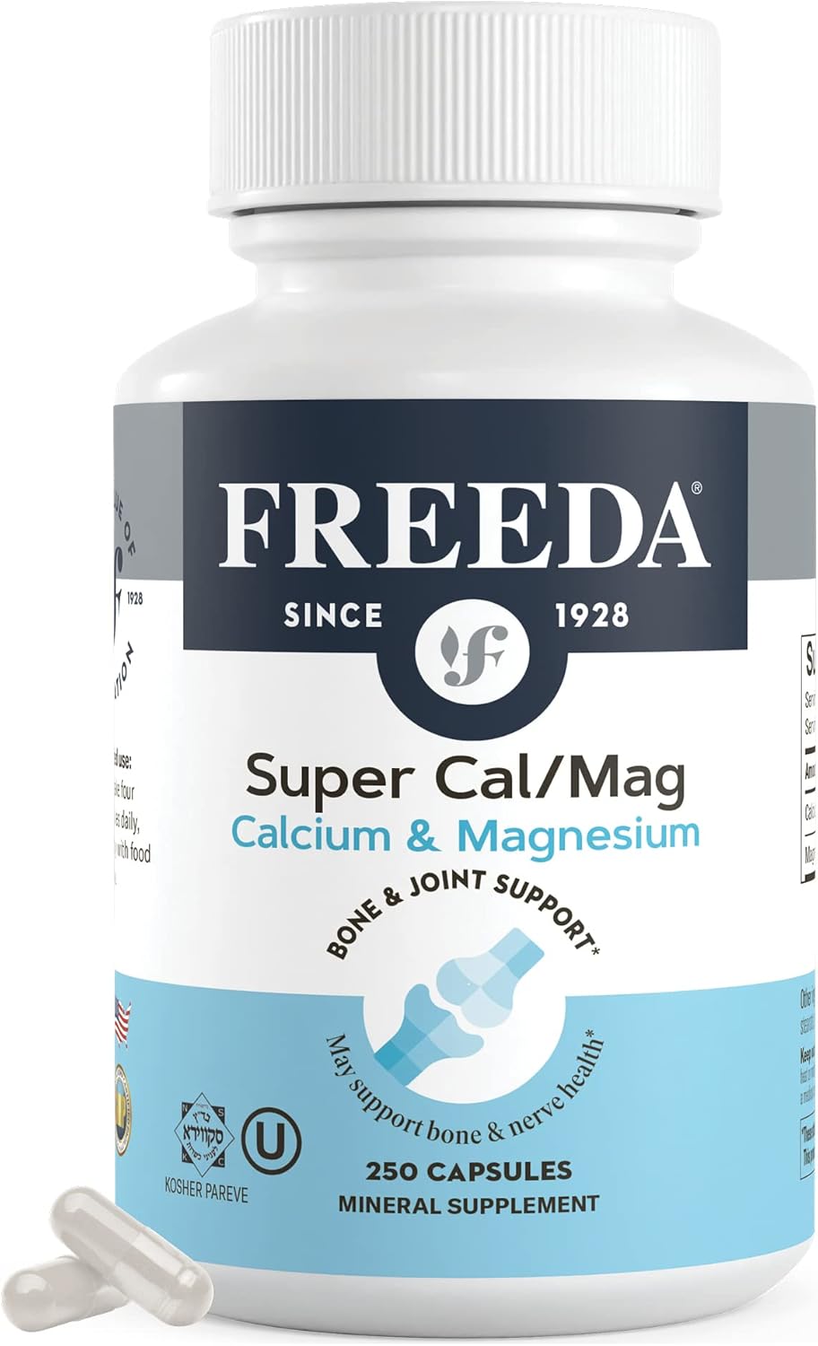 Kosher CalMag Bone & Joint Support - Vegetarian Calcium Magnesium Supplement (250 Capsules)