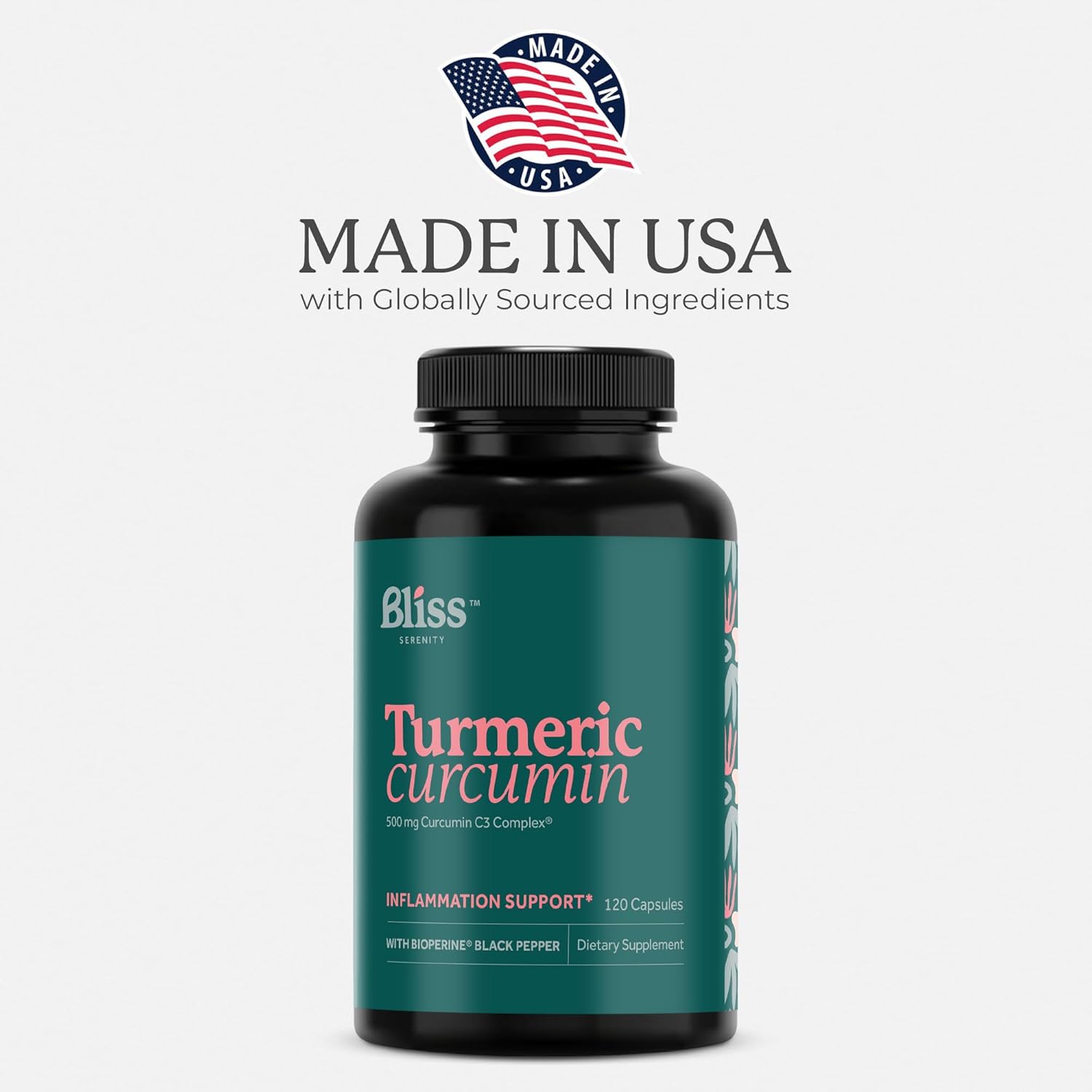 Kosher Certified Turmeric Curcumin C3 Complex with Black Pepper - 120 VegCaps, 500mg, Non-GMO & Gluten Free
