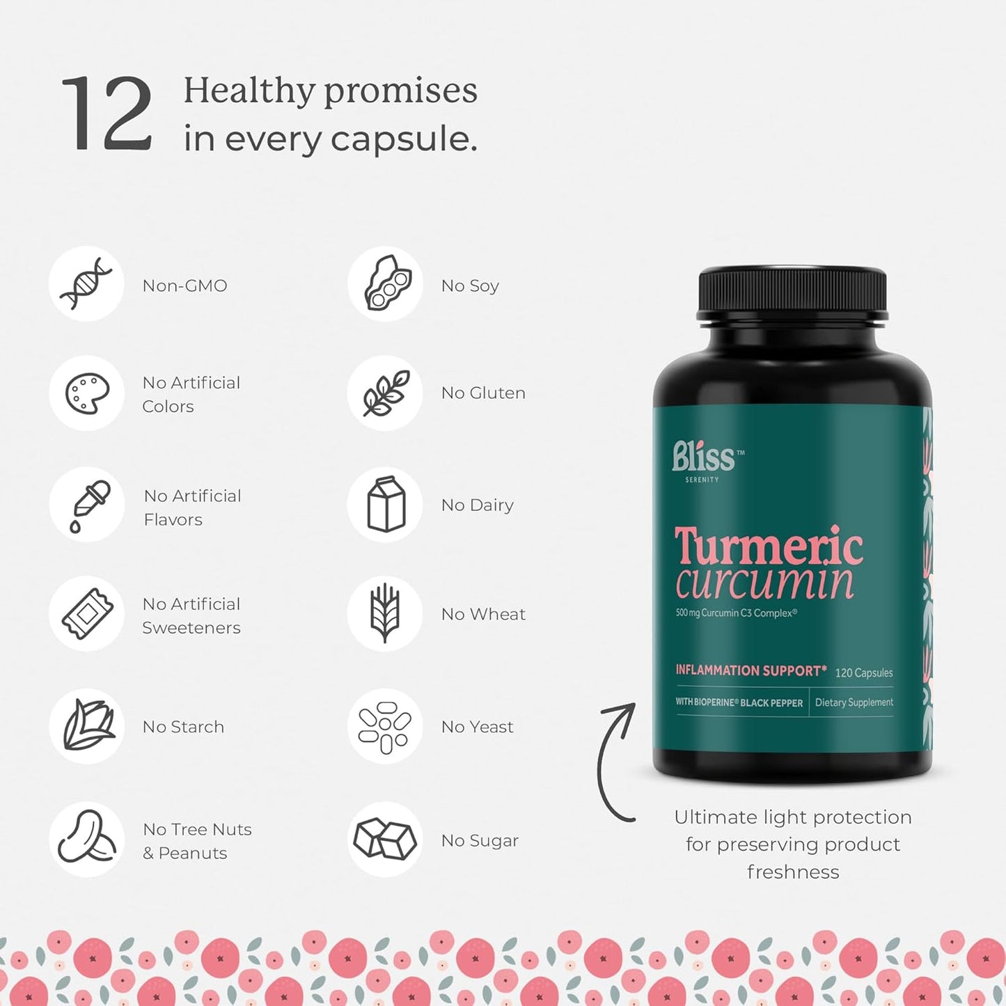Kosher Certified Turmeric Curcumin C3 Complex with Black Pepper - 120 VegCaps, 500mg, Non-GMO & Gluten Free