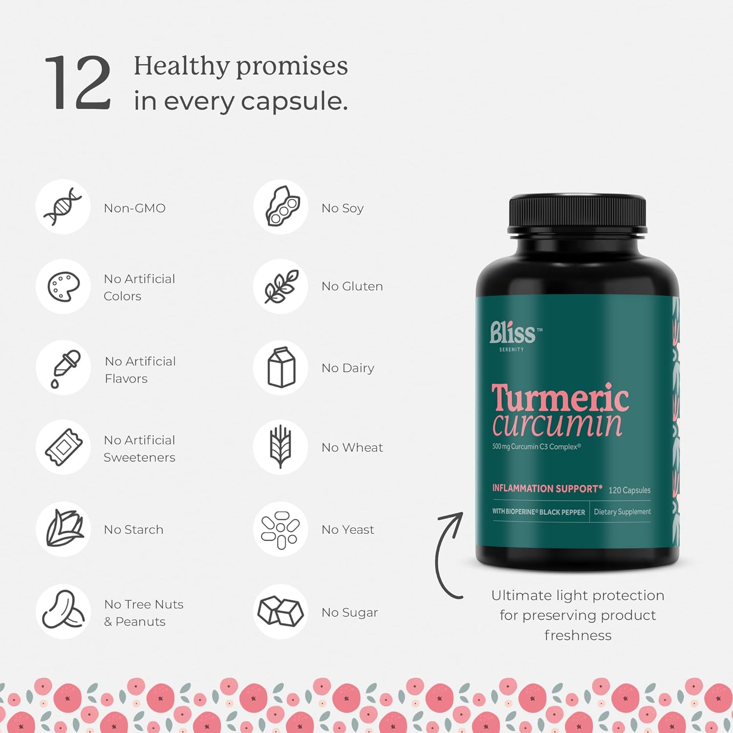 Kosher Certified Turmeric Curcumin C3 Complex with Black Pepper - 120 VegCaps, 500mg, Non-GMO & Gluten Free