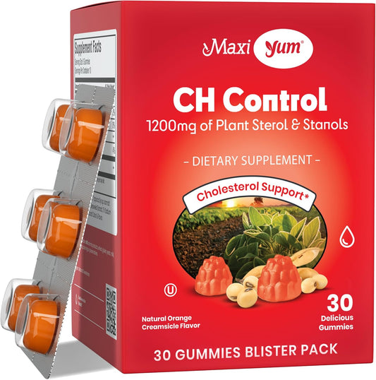 Kosher Gluten-Free Maxi Health Cholesterol Gummies - 1200mg Plant Sterols & Stanols - Healthy Supplement for Cholesterol Support - 30 Count