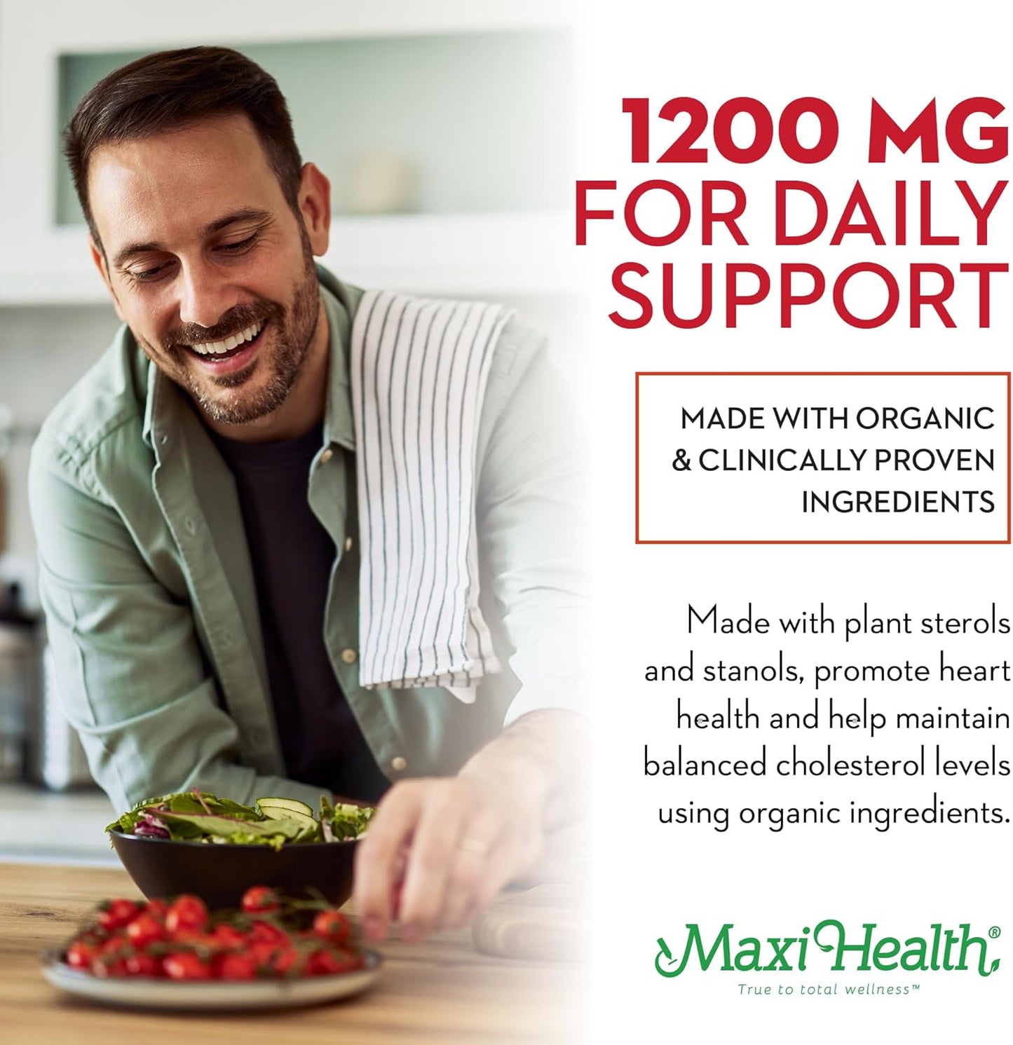 Kosher Gluten-Free Maxi Health Cholesterol Gummies - 1200mg Plant Sterols & Stanols - Healthy Supplement for Cholesterol Support - 30 Count