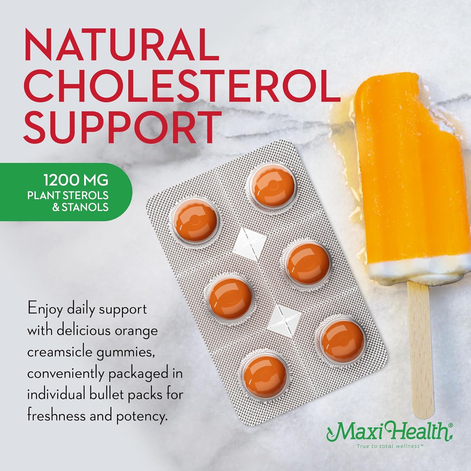 Kosher Gluten-Free Maxi Health Cholesterol Gummies - 1200mg Plant Sterols & Stanols - Healthy Supplement for Cholesterol Support - 30 Count