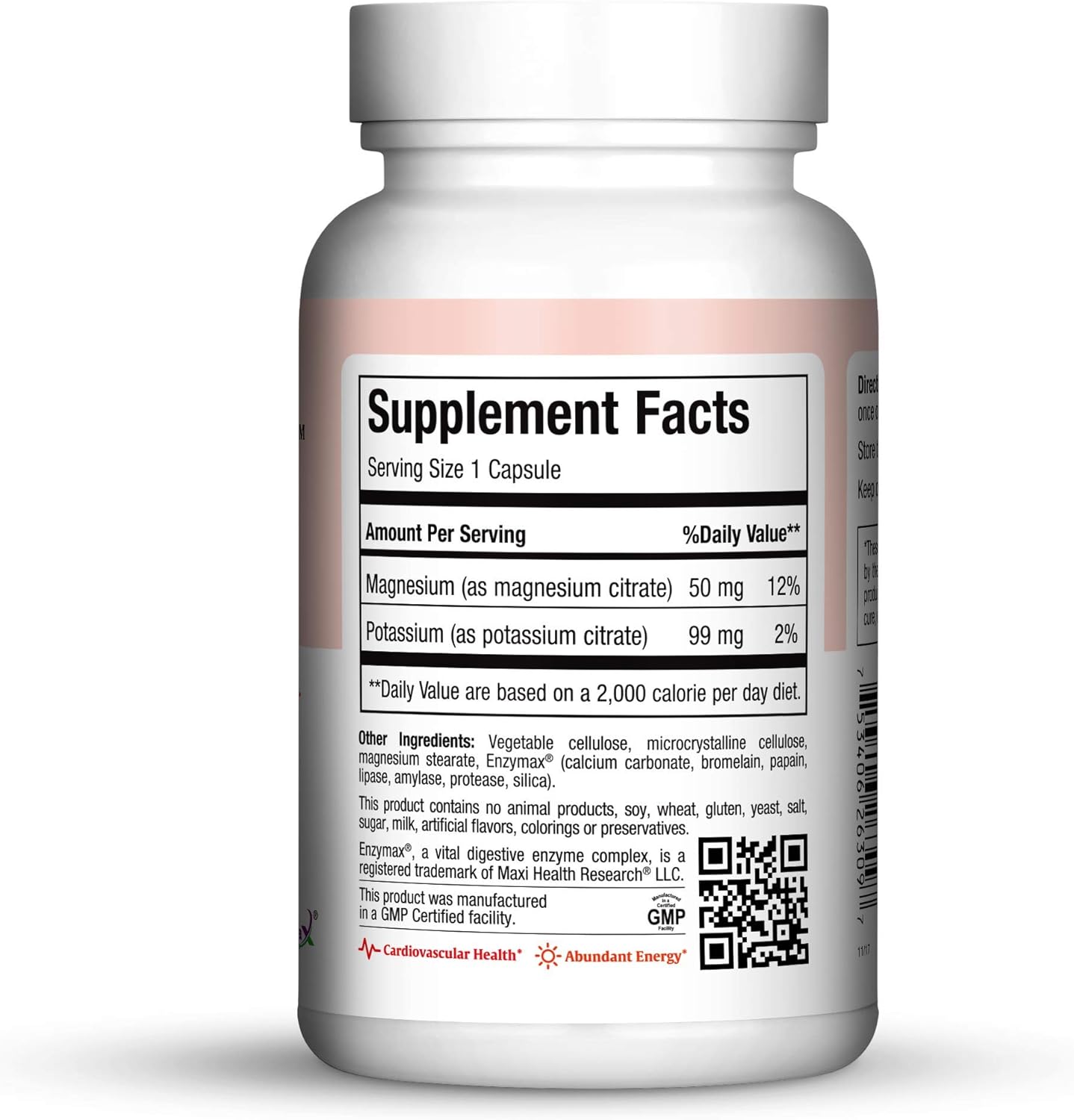 Kosher Maxi Health Potassium Magnesium Capsules for Energy, Heart, and Muscle Support - 90 Count