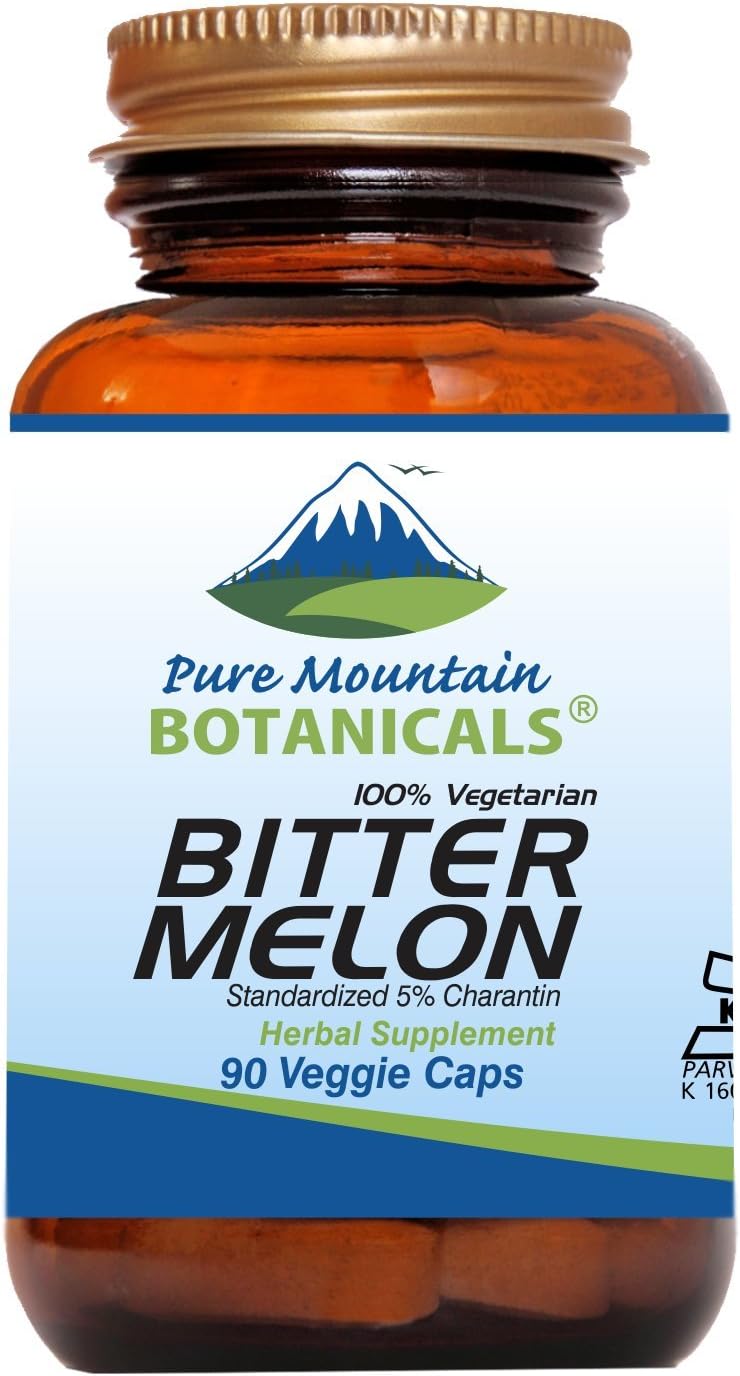 Kosher Vegan Bitter Melon Capsules with 500mg Extract Supplement by Pure Mountain Botanicals