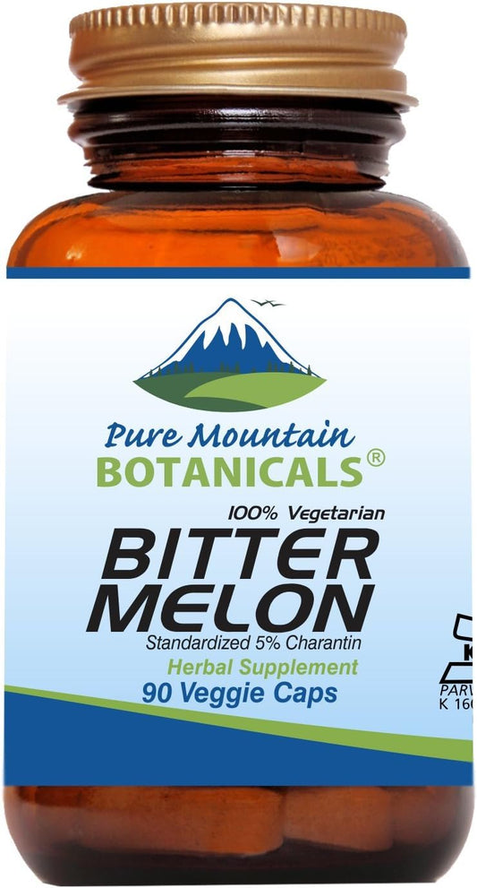 Kosher Vegan Bitter Melon Capsules with 500mg Extract Supplement by Pure Mountain Botanicals