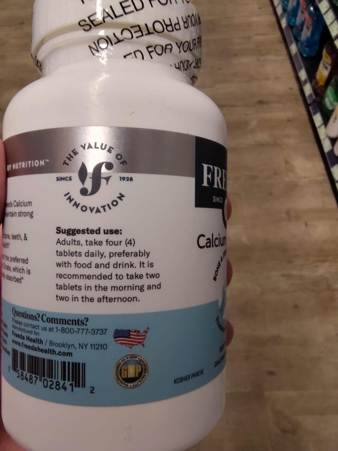 Kosher Vegan Calcium Citrate Supplement for Bone & Joint Health - 1000mg Tablets (100 Ct)