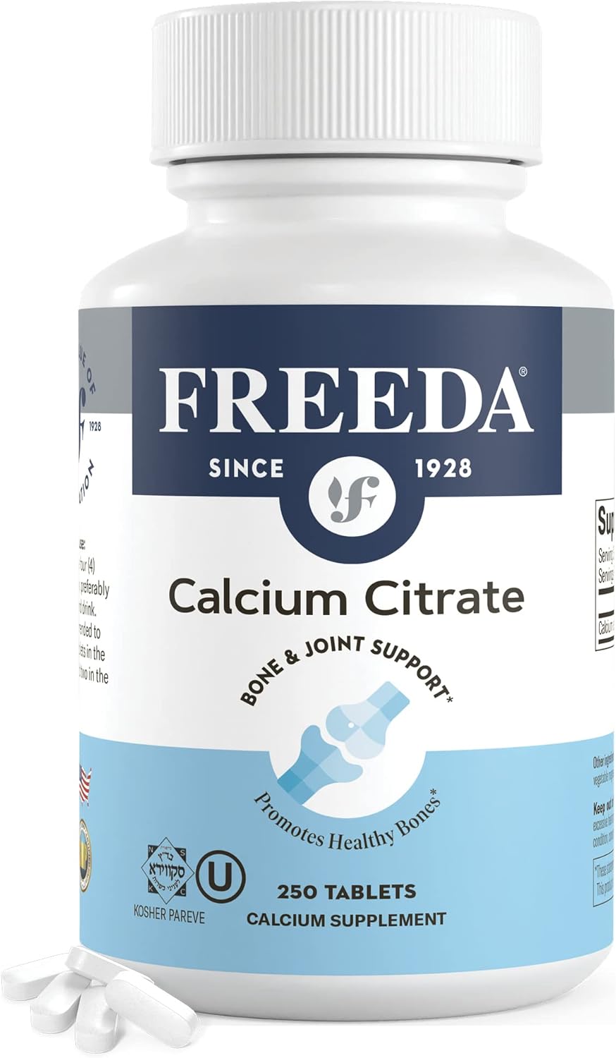 Kosher Vegan Calcium Citrate Tablets for Bone & Joint Support - 1000mg per Serving - 250 Ct Bottle - Men & Women's Calcium Supplement