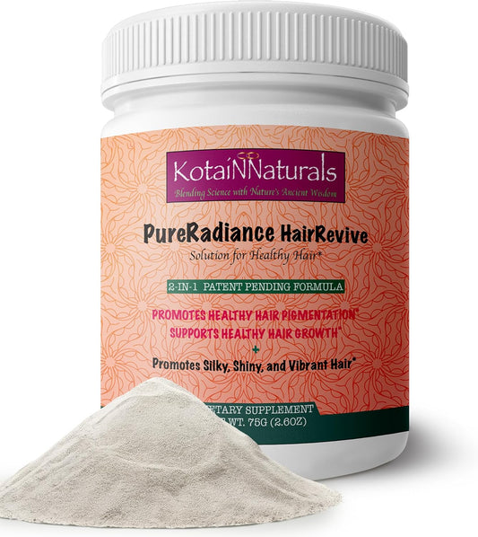 KotaiNNaturals Pure Radiance Hair Revive Powder - 2-in-1 Supplement for Hair Growth & Gray Hair Reversal with Collagen Benefits - Men & Women