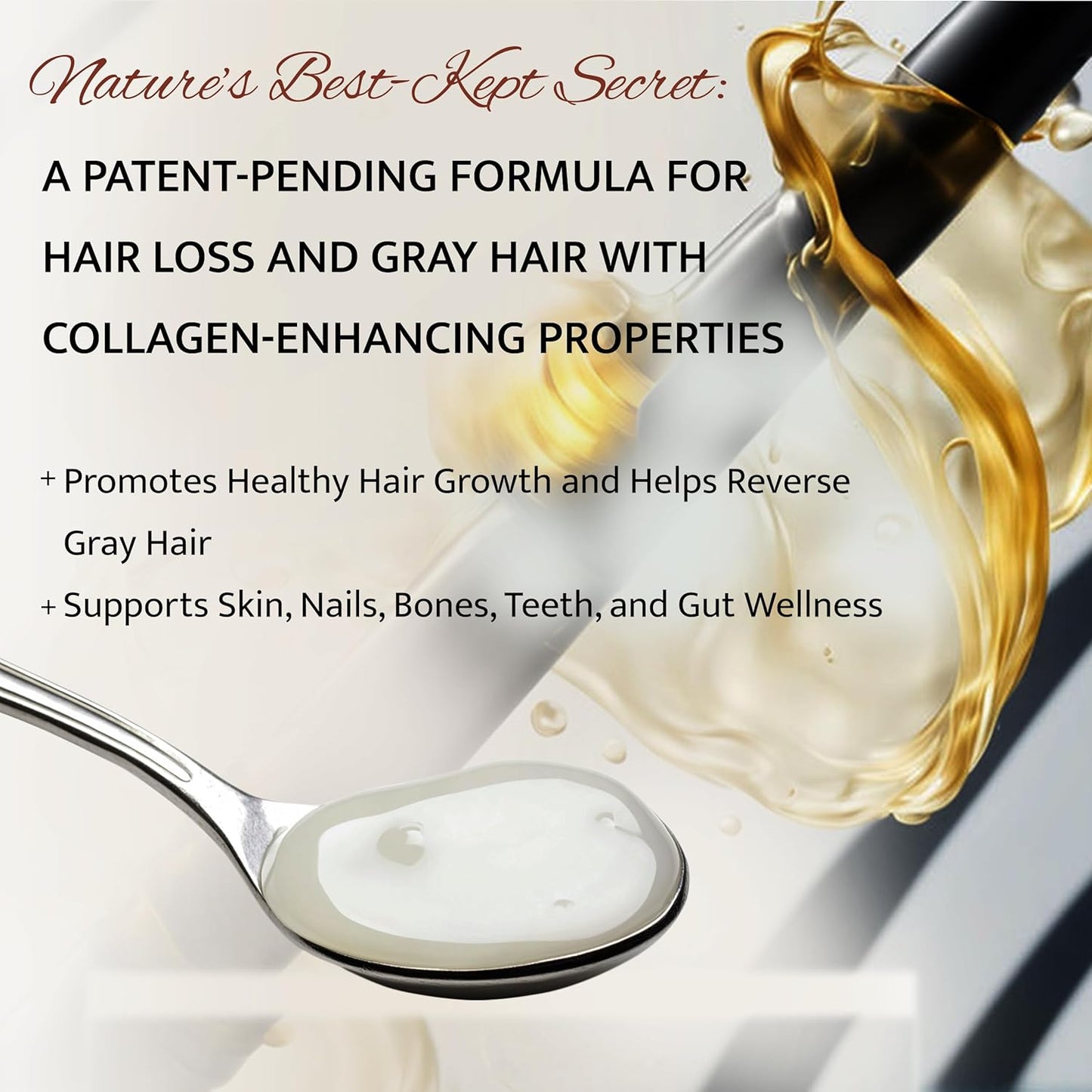 KotaiNNaturals Pure Radiance Hair Revive Powder - 2-in-1 Supplement for Hair Growth & Gray Hair Reversal with Collagen Benefits - Men & Women