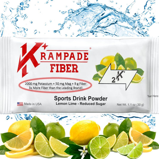 Krampade Fiber Electrolyte Powder with Prebiotic Fiber, Potassium, and Magnesium for Cramp Relief and Hydration Packets