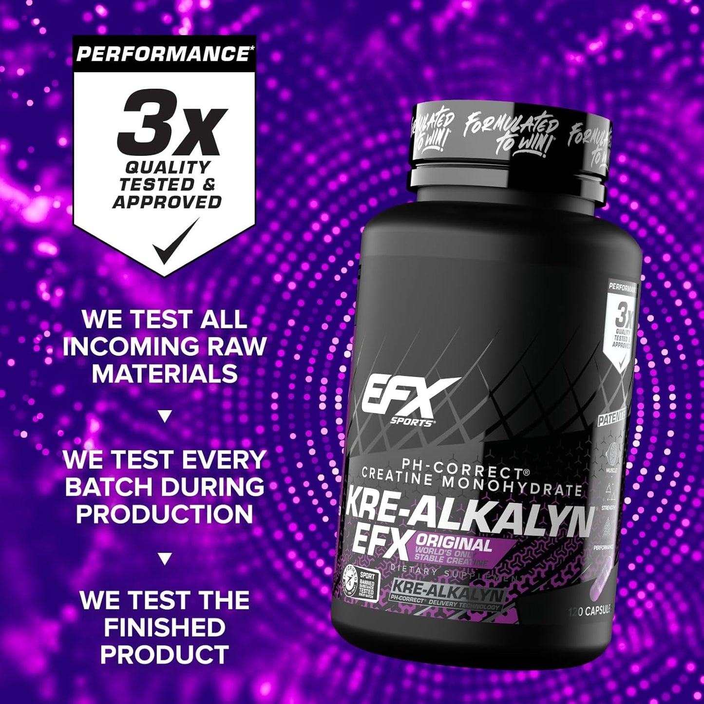 Kre-Alkalyn EFX Creatine Monohydrate Capsules | pH Balanced Supplement for Strength & Muscle Growth | 60 Servings