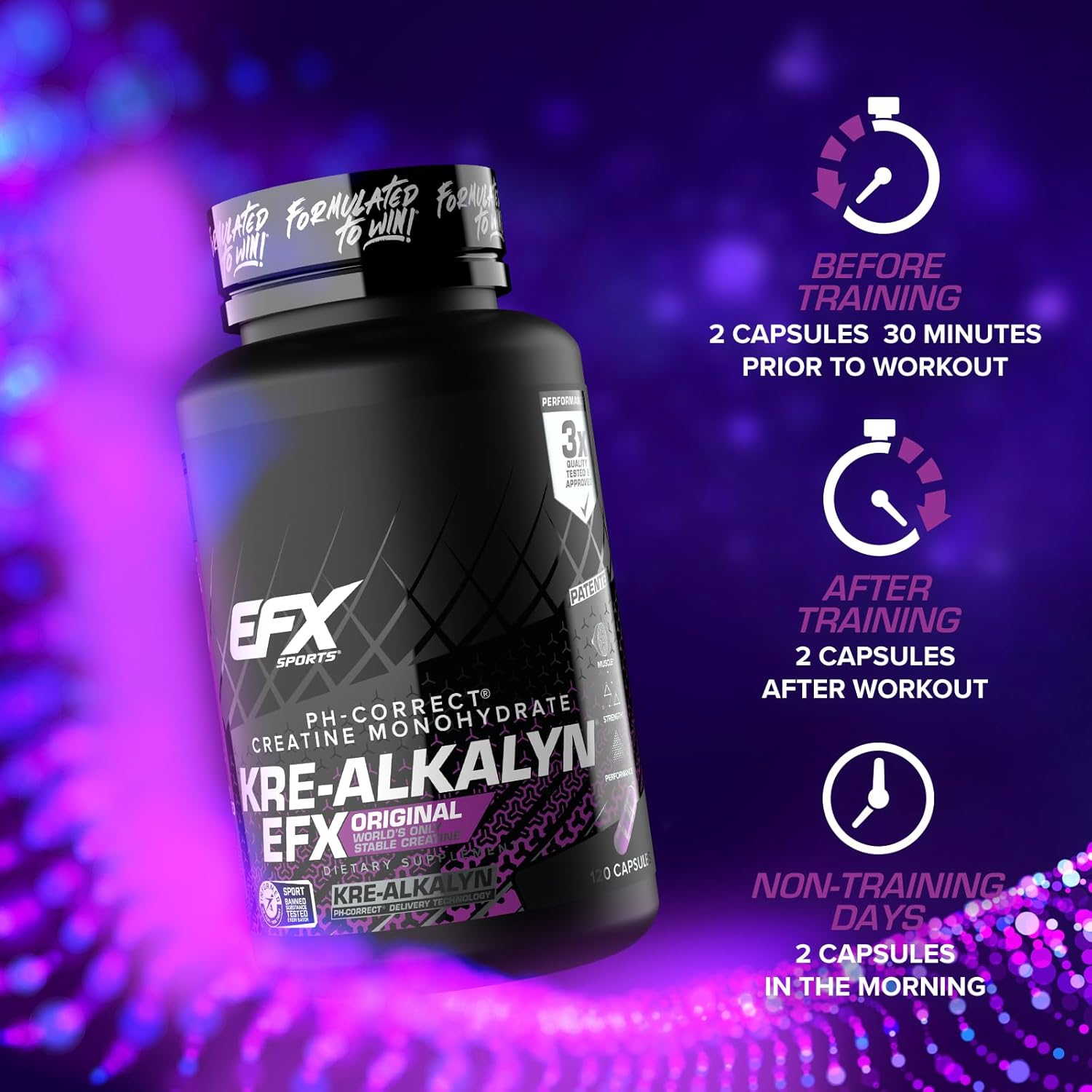 Kre-Alkalyn EFX Creatine Monohydrate Capsules | pH Balanced Supplement for Strength & Muscle Growth | 60 Servings