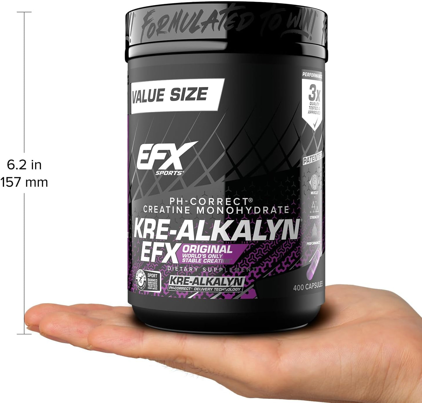 Kre-Alkalyn EFX Creatine Monohydrate Pills - pH Balanced Supplement for Strength & Muscle Growth - 400 Capsules, 200 Servings