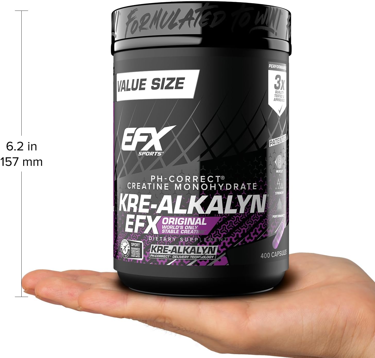 Kre-Alkalyn EFX Creatine Monohydrate Pills - pH Balanced Supplement for Strength & Muscle Growth - 400 Capsules, 200 Servings
