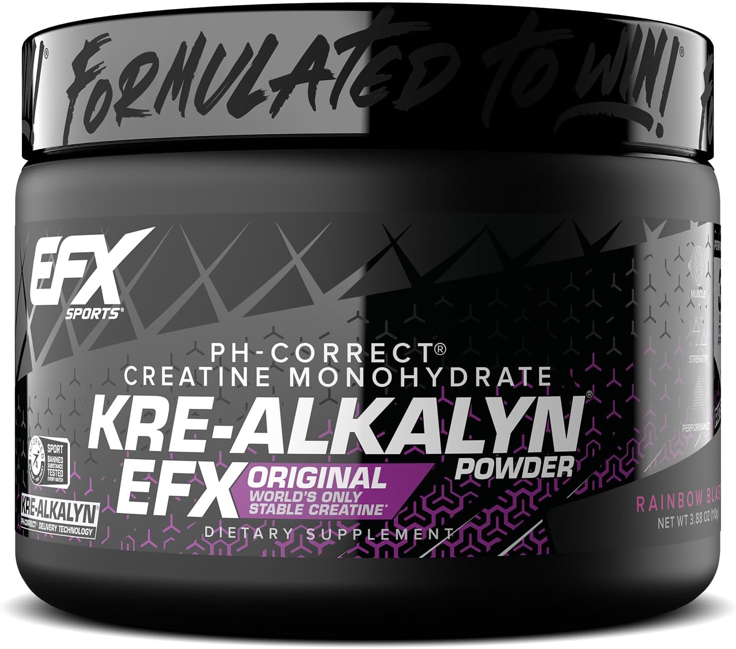 Kre-Alkalyn EFX Powder - pH Correct Creatine Monohydrate Supplement for Strength & Muscle Growth - 55 Servings, Rainbow Blast Flavor