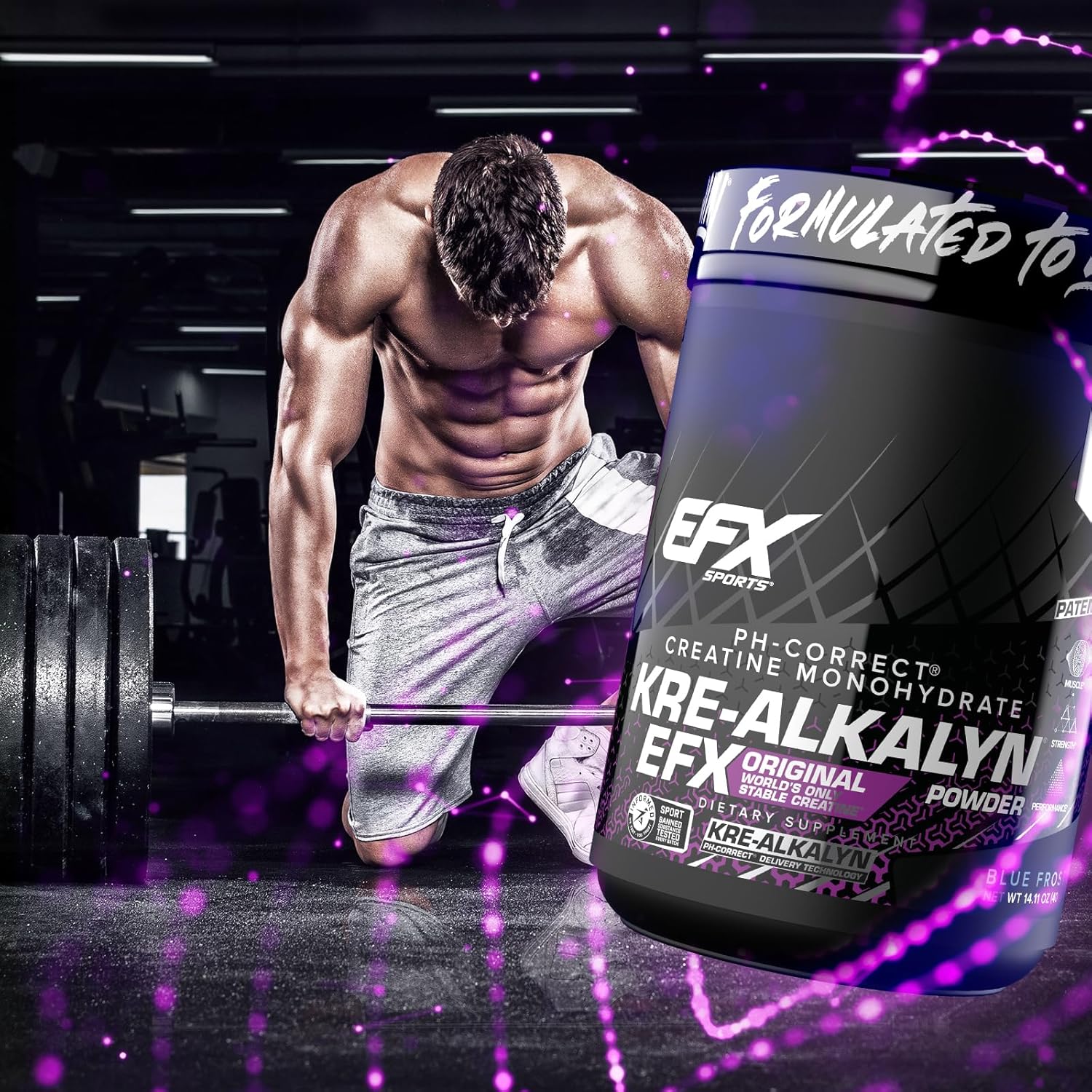 Kre-Alkalyn EFX Powder: pH-Correct Creatine Monohydrate for Strength & Muscle Growth - Blue Frost, 200 Servings