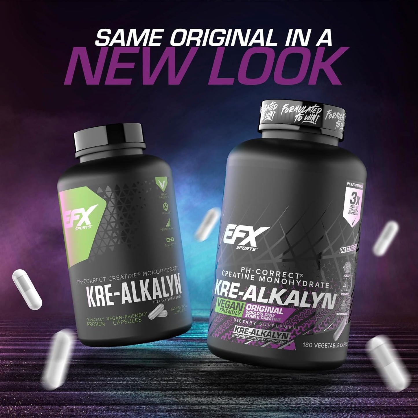 Kre-Alkalyn EFX Supplement: pH-Correct Creatine Monohydrate Capsules for Strength & Muscle Growth - Vegan Friendly - 180 Capsules x 2 Pack