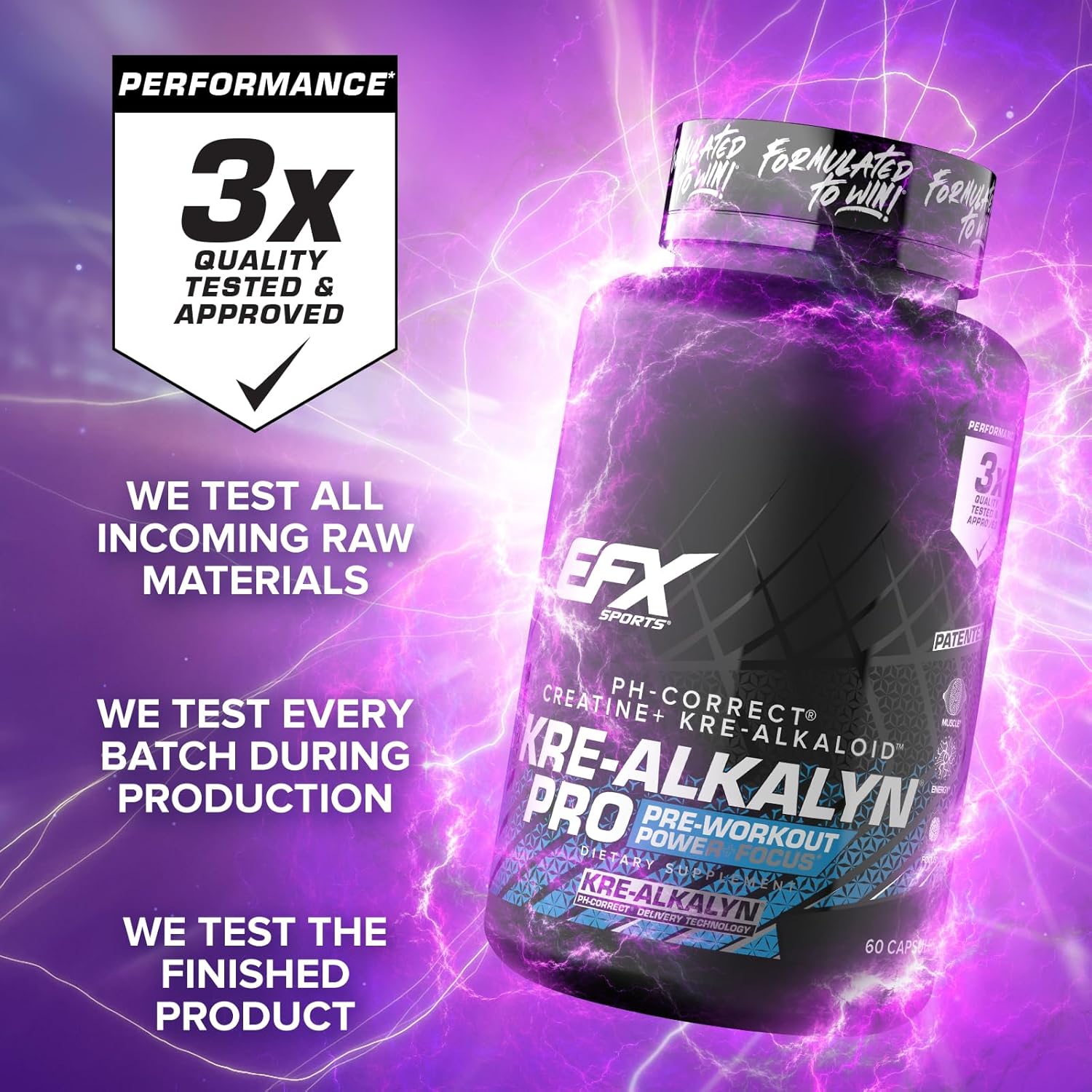 Kre-Alkalyn Pro: pH Correct Creatine Monohydrate Capsules - Muscle Building Pre Workout Supplement for Men & Women - 30 Servings