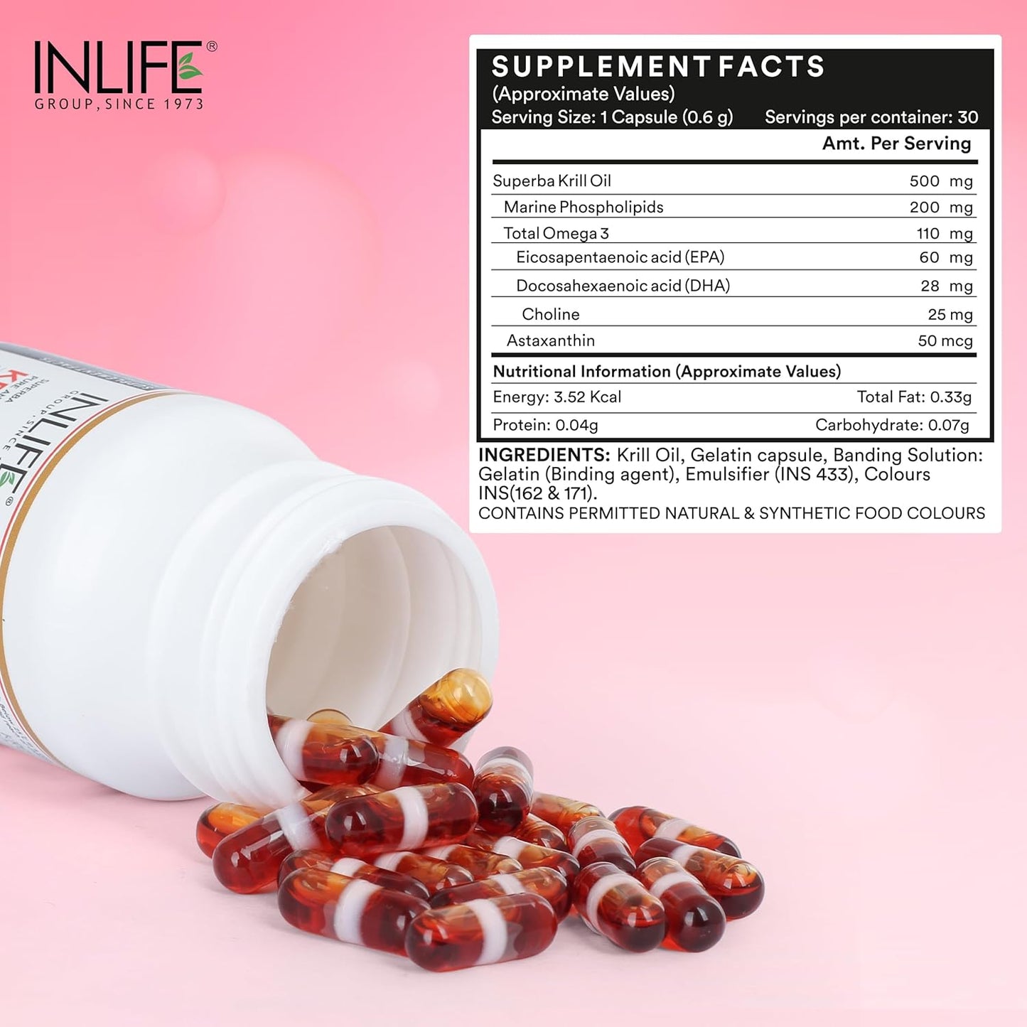 Krill Oil Supplement with Phospholipid Omega 3 and Astaxanthin - 500mg, 30 Capsules for Heart Health
