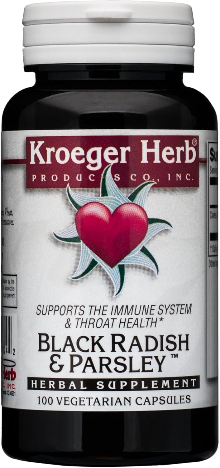 Kroeger Herb Black Radish and Parsley Supplement for Immunity, Liver & Gallbladder Support - Vegetarian, Non-GMO, Gluten Free - Made in USA