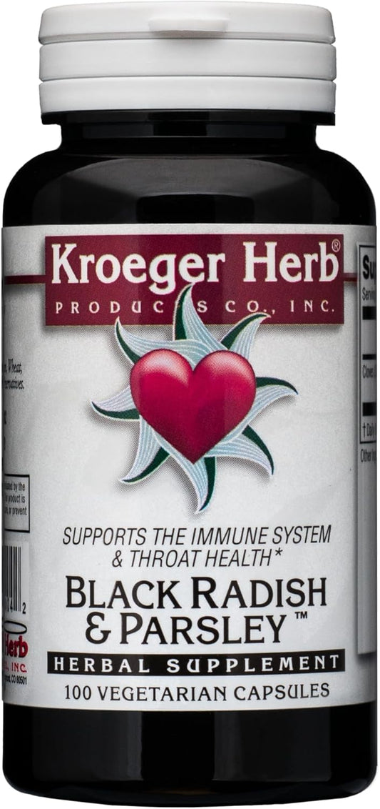 Kroeger Herb Black Radish and Parsley Supplement for Immunity, Liver & Gallbladder Support - Vegetarian, Non-GMO, Gluten Free - Made in USA