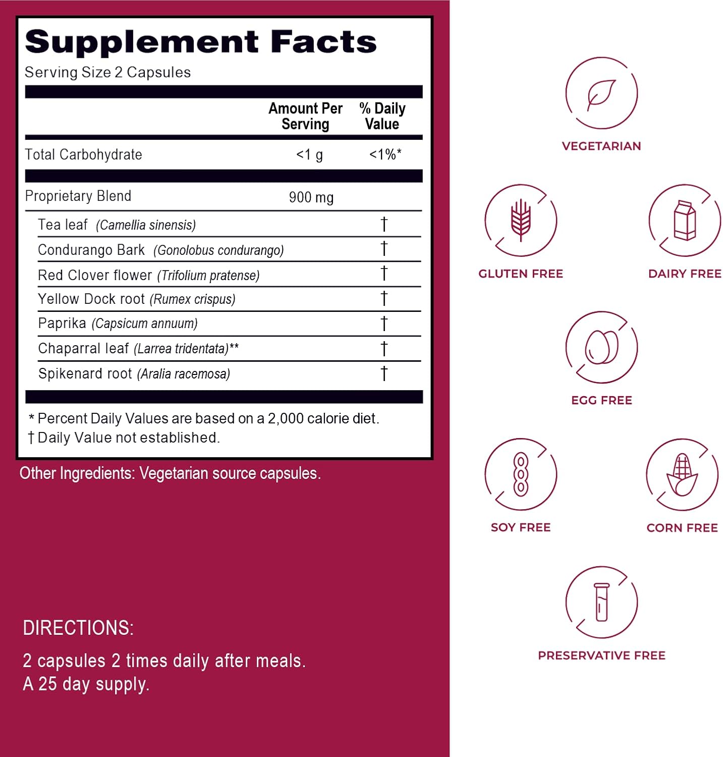Kroeger Herb Chem X Daily Advanced Detox & Cleansing Formula - Supports Healthy Liver with Red Clover, Yellow Dock, Paprika - Non-GMO, Gluten Free - Made in USA