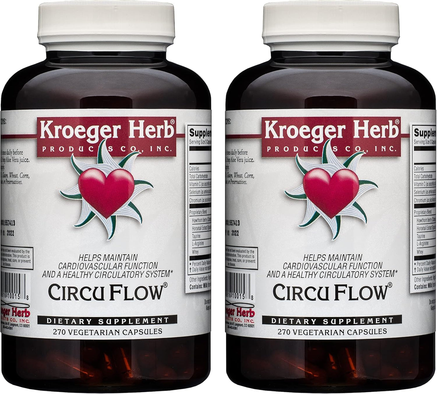Kroeger Herb Circuflow Capsules - Natural Herbal Supplement for Circulation Support (2 Pack)