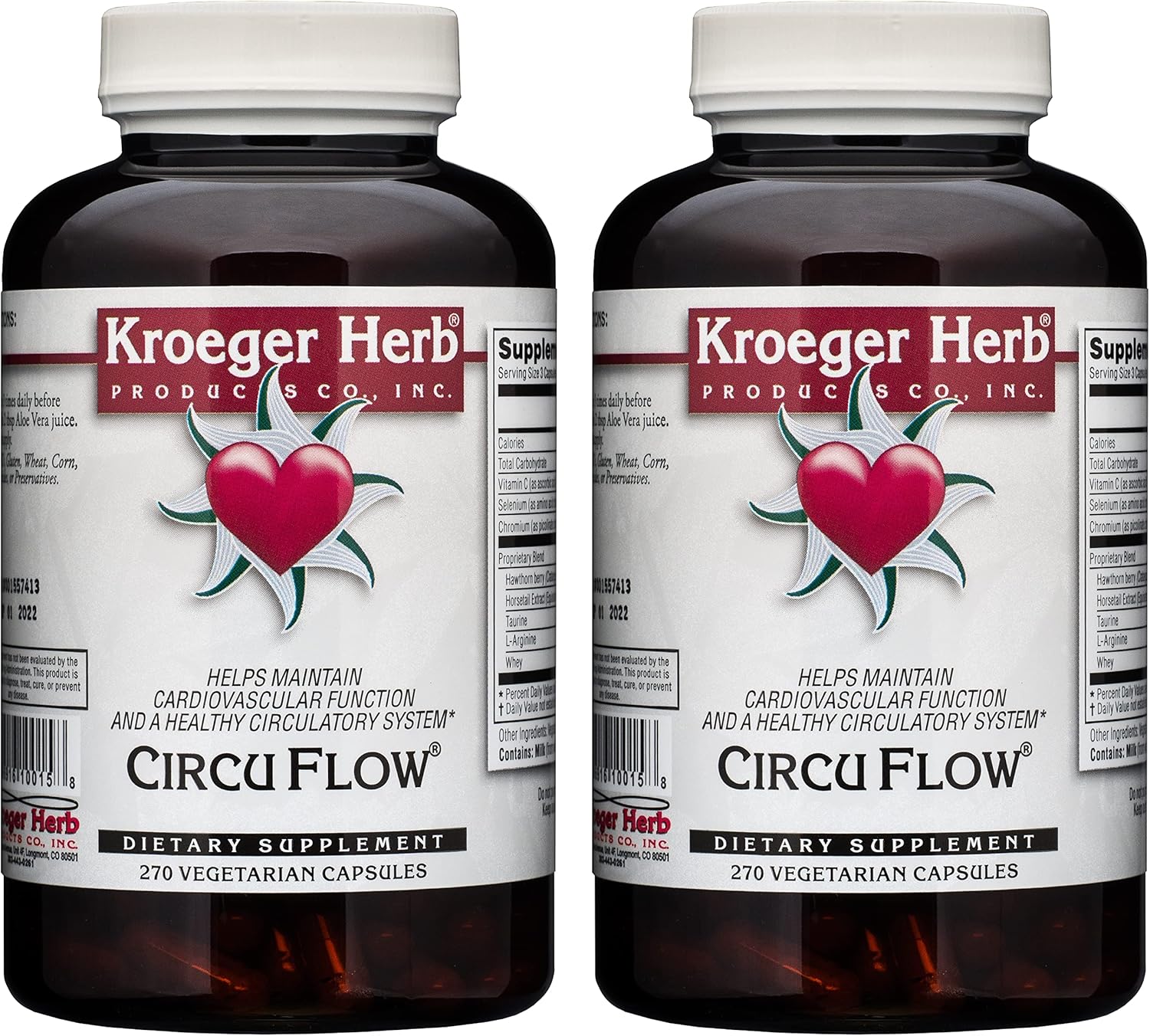 Kroeger Herb Circuflow Capsules - Natural Herbal Supplement for Circulation Support (2 Pack)
