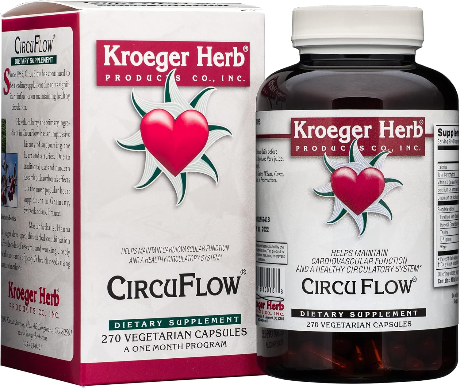 Kroeger Herb Circuflow Capsules - Natural Herbal Supplement for Circulation Support (2 Pack)